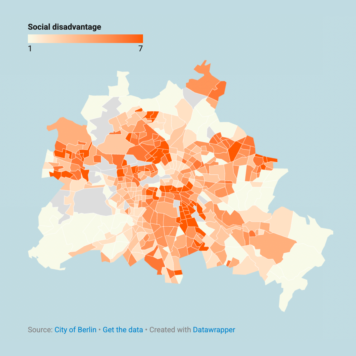 Datavisualization of the Social Disadvatage Distribution in Berlin