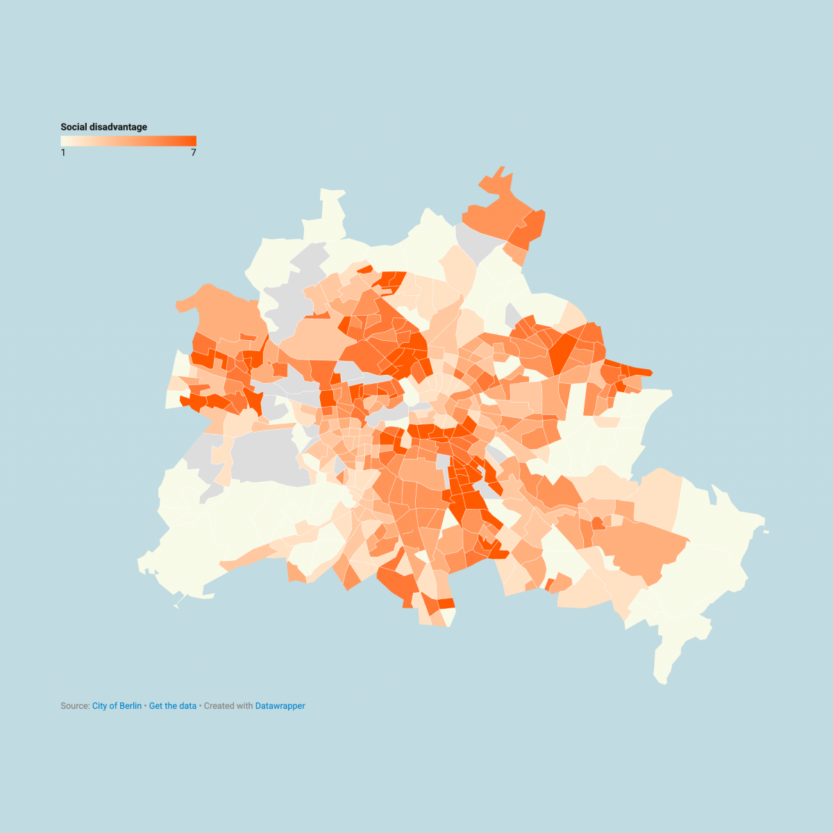 Datavisualization of the Social Disatvatage Distribution in Berlin